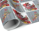 バ素朴ンボード、松の枝と家族写真 ラッピングペーパー (ロールコーナー)