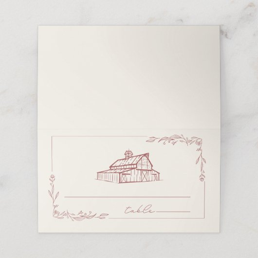 バ素朴ンミュートレッドファーム秋の結婚式 プレイスカード (外部開封)