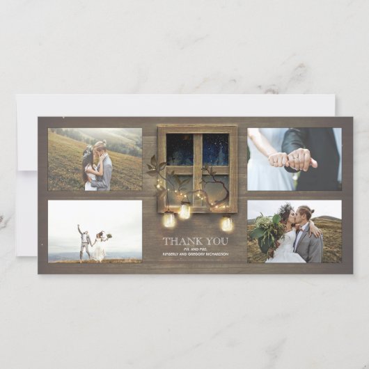 バ素朴ンメイソンJAR LIGHTS結婚の感謝 サンキューカード (正面)