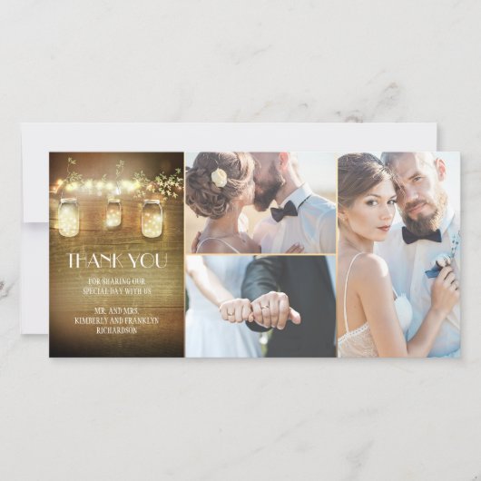 バ素朴ンライツメイスン結婚ジャー サンキューカード (正面)