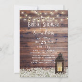 バ素朴ンランタンストリングライトブライダルシャワー 招待状 (正面)