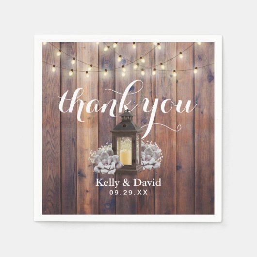 バ素朴ンランタン&ストリングラ結婚イト スタンダードカクテルナプキン (正面)