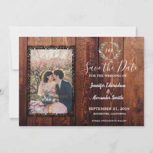 バ素朴ン木のヴィンテージ写真を保存 招待状 (正面)