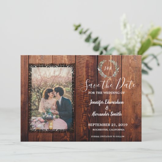 バ素朴ン木のヴィンテージ写真を保存 招待状 (スタンド正面)