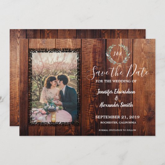 バ素朴ン木のヴィンテージ写真を保存 招待状 (正面/裏面)