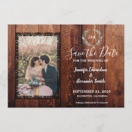 バ素朴ン木のヴィンテージ写真を保存 招待状