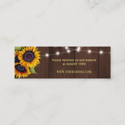 バ素朴ン木ひまわり結婚のウェブサイトRSVP スキニー名刺 (正面)