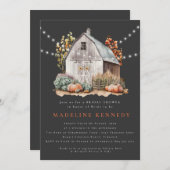 バ素朴ン結婚ストリングライトブライダルシャワー 招待状 (正面/裏面)