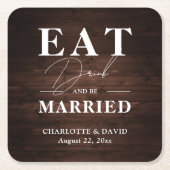 バ素朴ン食べウッドドックとビー結婚したズ スクエアペーパーコースター (正面)