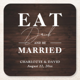 バ素朴ン食べウッドドックとビー結婚したズ スクエアペーパーコースター