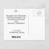 バ素朴ン・カントリー・ウェディング日付カードの保存 案内ポストカード (裏面)