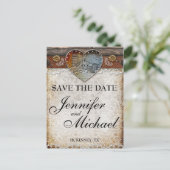 バ素朴ン・カントリー・ウェディング日付カードの保存 案内ポストカード (スタンド正面)