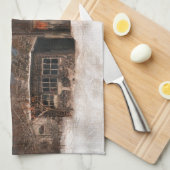 バ素朴ン&コテージヴィンテージスノーシーン キッチンタオル (四つ折り)