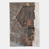 バ素朴ン&コテージヴィンテージスノーシーン キッチンタオル (縦)