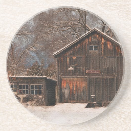 バ素朴ン&コテージヴィンテージスノーシーン コースター (正面)