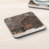 バ素朴ン&コテージヴィンテージスノーシーン コースター (左側)