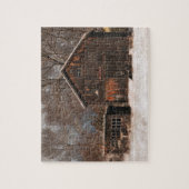 バ素朴ン&コテージヴィンテージスノーシーン ジグソーパズル (縦)