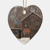 バ素朴ン&コテージヴィンテージスノーシーン セラミックオーナメント (左)