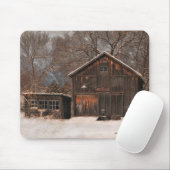 バ素朴ン&コテージヴィンテージスノーシーン マウスパッド (マウス)