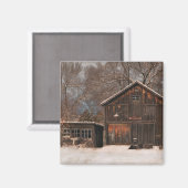 バ素朴ン&コテージヴィンテージスノーシーン マグネット (正面/裏面)