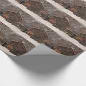 バ素朴ン&コテージヴィンテージスノーシーン ラッピングペーパー (角)