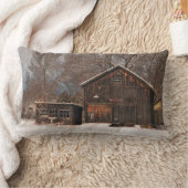 バ素朴ン&コテージヴィンテージスノーシーン ランバークッション (ブランケット)