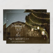 バ素朴ン&ツリーライツカントリージャーズ結婚 招待状 (正面/裏面)