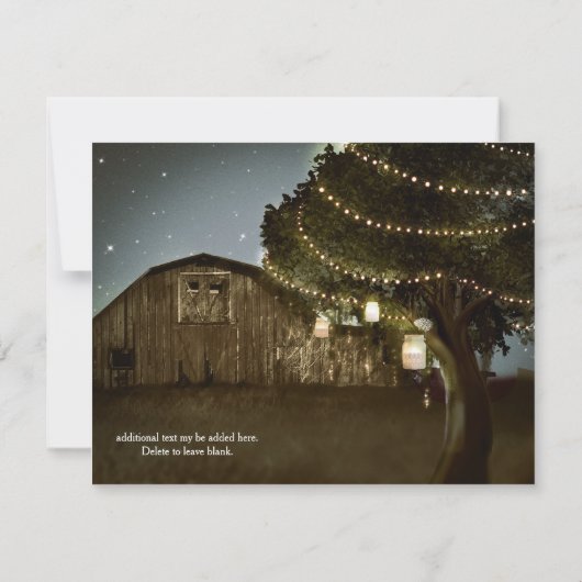 バ素朴ン&ツリーライトウェディングレセプションカード 招待状 (裏面)