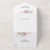 バ素朴ーラップマウブパープルフローラブーケ結婚ス オールインワン招待状 (外側)