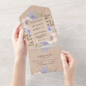 バ素朴ーラップラベンダーフローラブーケ結婚ス オールインワン招待状 (貼ってはがせる)