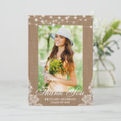 バ素朴ーラップレースのひも付きライトの写真卒業 サンキューカード (スタンド正面)