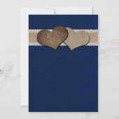 バ素朴ーラップレースひまわりネイビーブルー結婚ズ 招待状 (裏面)