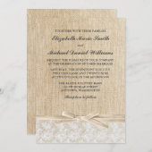 バ素朴ーラップレースアイボリーリ結婚ボンズ 招待状 (正面/裏面)