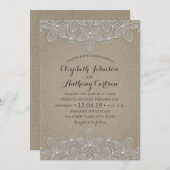 バ素朴ーラップレースエレガントヴィンテージラグジュアリー結婚ズ 招待状 (正面/裏面)