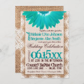 バ素朴ーラップレースティール(緑がかった色)デイジー結婚式招待状 招待状 (正面/裏面)