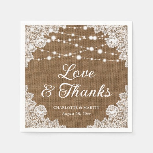 バ素朴ーラップレース感謝していラヴと結婚ズ スタンダードカクテルナプキン (正面)