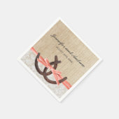 バ素朴ーラップレース馬蹄型コーラルリ結婚ボン スタンダードカクテルナプキン (角)