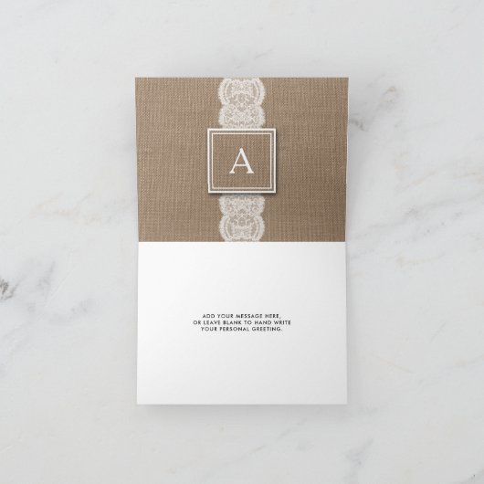 バ素朴ーラップ&レース |写真誕生のお知らせ シーズンカード (内部)