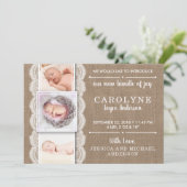 バ素朴ーラップ&レース |写真誕生のお知らせ 案内状 (スタンド正面)