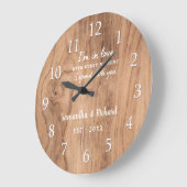 バ素朴ーンウッドラブ引用文結婚ズアンバージャ ラージ壁時計 (傾斜)