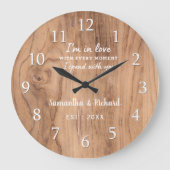 バ素朴ーンウッドラブ引用文結婚ズアンバージャ ラージ壁時計 (正面)