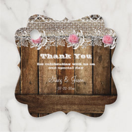 バ素朴ーンウッド、レース、バラ結婚ズ フェイバータグ