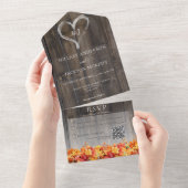 バ素朴ーンウッド&紅葉QRコード オールインワン招待状 (貼ってはがせる)