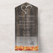 バ素朴ーンウッド&紅葉QRコード オールインワン招待状 (内側)