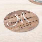 バ素朴ーンウッ結婚ドモノグラム ラウンドペーパーコースター (アングル)
