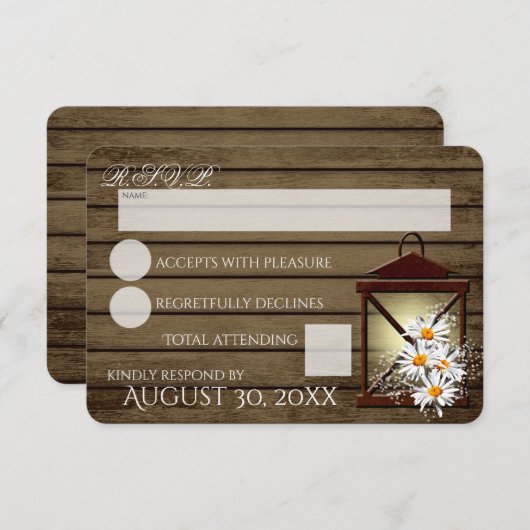 バ素朴ーン木材とランタン反応 出欠カード (正面/裏面)