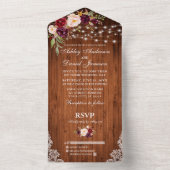 バ素朴ー結婚グンディフローラウッドライトレース オールインワン招待状 (内側)