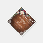 バ素朴ー結婚グンディブルーフローラレース スタンダードカクテルナプキン (角)