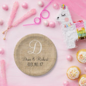 バ素朴ー結婚ラップ名デイトモノグラム ペーパープレート (パーティー)