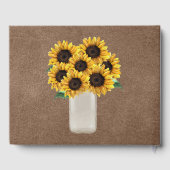 バ素朴ー結婚ンのバーラップメイソン瓶ひまわり花 ゲストブック (裏面)